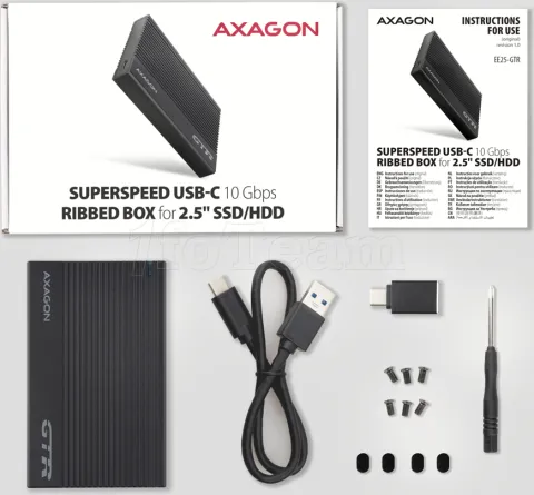 Photo de Boitier externe USB 3.1 Axagon EE25-GTR - S-ATA 2,5" (Noir)