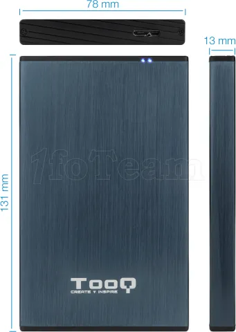 Photo de Boitier externe USB 3.1 TooQ TQE-2527 - S-ATA 2,5" (Bleu)