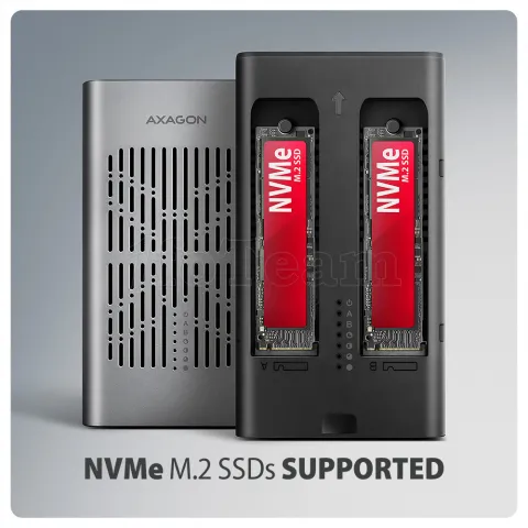 Photo de Boitier externe USB 3.2 Axagon Clone Master Box - 2x NVMe M.2 Type 2280 (Argent)