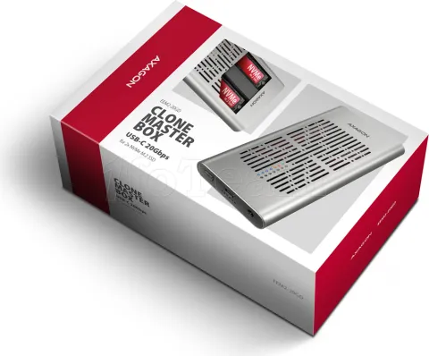 Photo de Boitier externe USB 3.2 Axagon Clone Master Box - 2x NVMe M.2 Type 2280 (Argent)