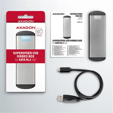 Photo de Boitier externe USB 3.2 Axagon EEM2-SA - S-ATA M.2 Type 2280 (Gris)