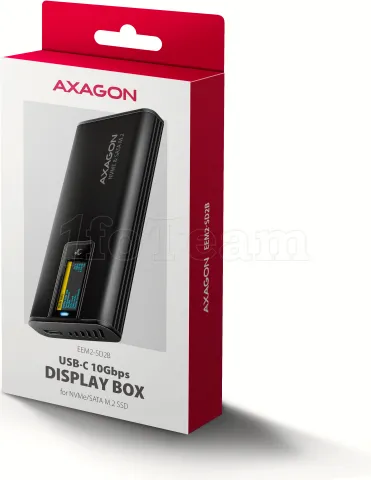 Photo de Boitier externe USB 3.2 Axagon EEM2-SD2B - S-ATA/NVMe M.2 Type 2280 (Noir)