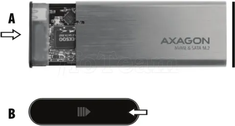 Photo de Boitier externe USB 3.2 Axagon EEM2-SG2 - S-ATA/NVMe M.2 Type 2280 (Argent)