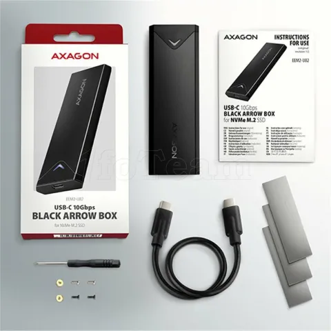 Photo de Boitier externe USB 3.2 Axagon EEM2-UB2 - NVMe M.2 Type 2280 (Noir)