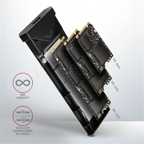 Photo de Boitier externe USB 3.2 Axagon EEM2-UB2 - NVMe M.2 Type 2280 (Noir)