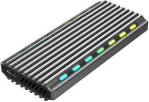 Photo de Boitier externe USB 3.2 Gembird RGB - S-ATA M.2 Type 2280 (gris)