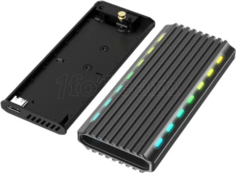 Photo de Boitier externe USB 3.2 Gembird RGB - S-ATA M.2 Type 2280 (gris)