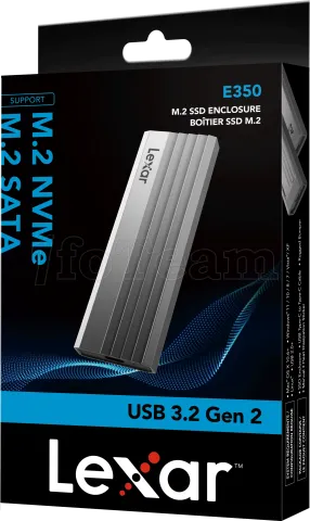 Photo de Boitier externe USB 3.2 Lexar E350 - S-ATA/NVMe M.2 Type 2280 (Argent)