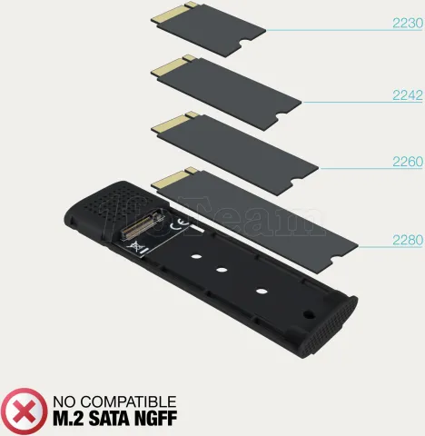Photo de Boitier externe USB-C 3.1 Tooq BETA - NVMe M.2 Type 2280 (Noir)