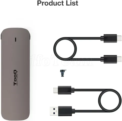 Photo de Boitier externe USB-C 3.1 Tooq TQE-2202 - S-ATA M.2 Type 2280 (Gris)