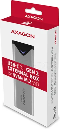 Photo de Boitier externe USB-C 3.2 Axagon EEM2-UG2 - S-ATA/NVMe M.2 Type 2280 (Argent)