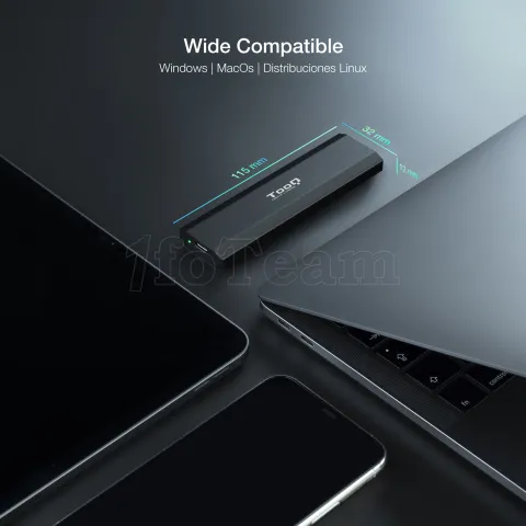 Photo de Boitier externe USB-C 3.2 Tooq Shura - S-ATA/NVMe M.2 Type 2280 (Noir)