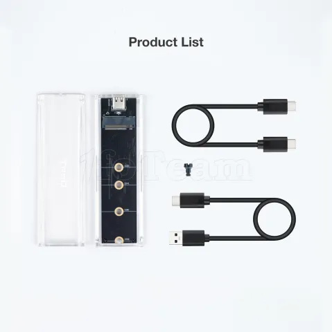 Photo de Boitier externe USB-C 3.2 Tooq TQE-2200 - M.2 NVMe Type 2280 (Transparent)