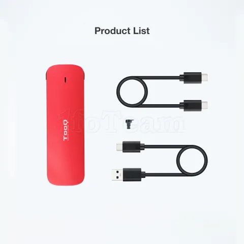 Photo de Boitier externe USB-C 3.2 Tooq TQE-2201 - NVMe M.2 Type 2280 (Rouge)