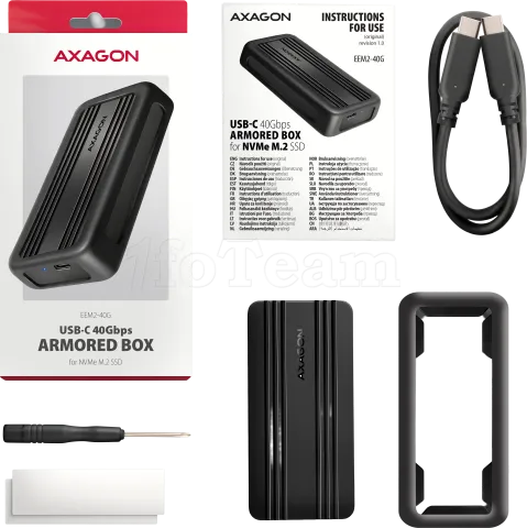 Photo de Boitier externe USB-C 4.0 Axagon EEM2-40G NVMe M.2 Type 2280 (Noir)