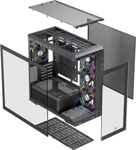 Photo de Boitier Micro ATX ATX Einarex ZM800 RGB avec panneaux vitrés (Noir)