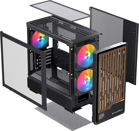 Photo de Boitier Micro ATX Einarex PM400 RGB avec panneau vitré (Noir)