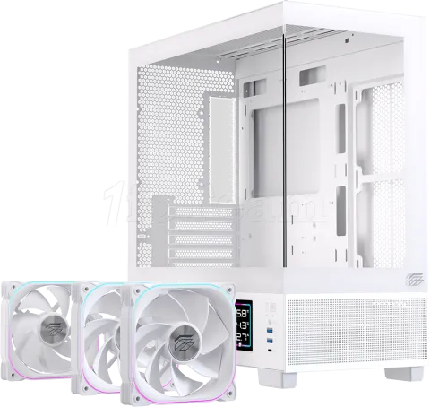 Photo de Boitier Micro ATX Einarex SM501D RGB avec panneaux vitrés (Blanc)