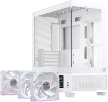 Photo de Boitier Micro ATX Einarex SM501D RGB avec panneaux vitrés (Blanc)