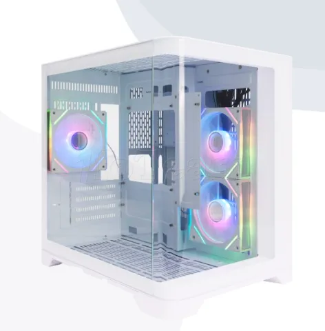 Photo de Boitier Mini Tour Micro ATX 1stPlayer UView 5 RGB avec panneaux vitrés (Blanc)
