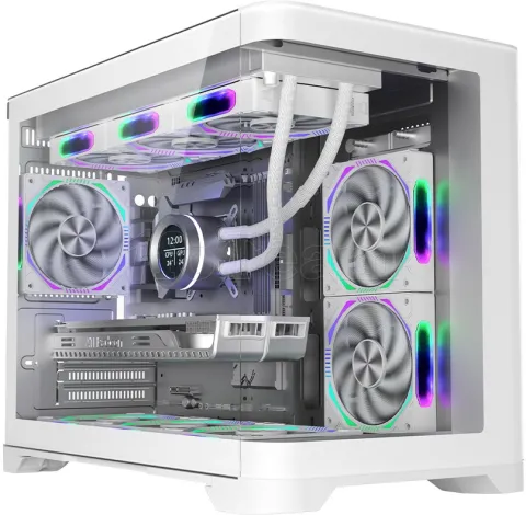 Photo de Boitier Mini Tour Micro ATX 1stPlayer UView 6 RGB avec panneaux vitrés (Blanc)