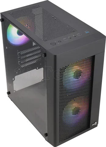 Photo de Boitier Mini Tour Micro ATX AeroCool Hexform RGB avec panneaux vitrés (Noir)