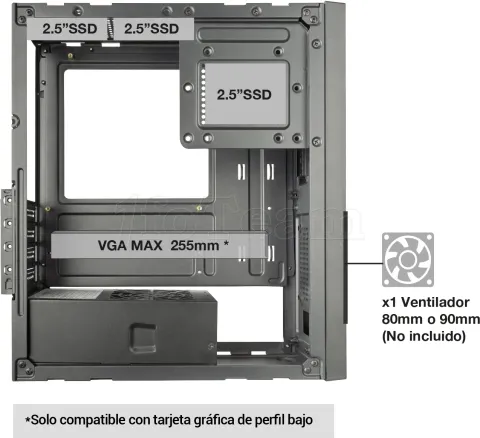 Photo de Boitier Mini Tour Micro ATX Anima ACSlim 500 (Noir) avec alimentation 500W