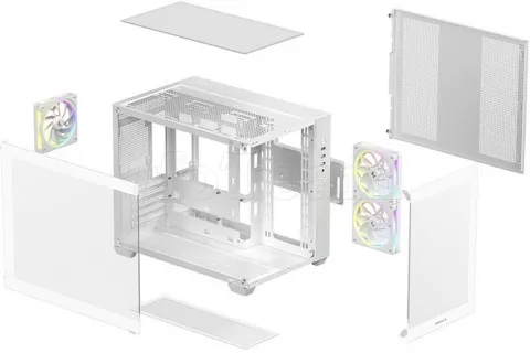 Photo de Boitier Mini Tour Micro ATX DeepCool CG330 3F RGB avec panneaux vitrés (Blanc)