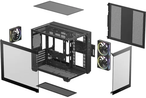 Photo de Boitier Mini Tour Micro ATX DeepCool CG330 3F RGB avec panneaux vitrés (Noir)