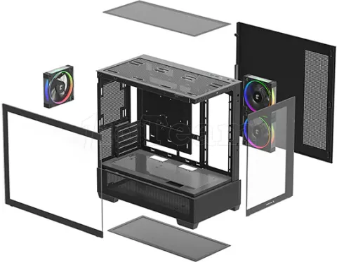 Photo de Boitier Mini Tour Micro ATX DeepCool CG380 3F avec panneaux vitrés (Noir)