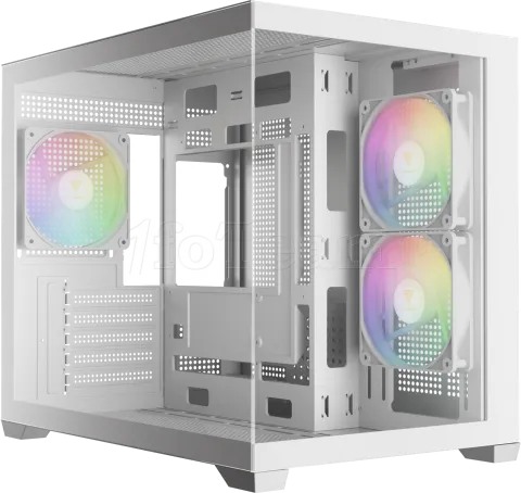 Photo de Boitier Mini Tour Micro ATX Gamdias Aura GC10M V2 RGB avec panneaux vitrés (Blanc)