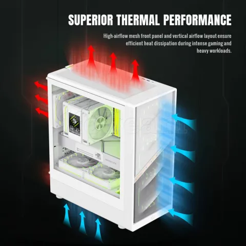 Photo de Boitier Mini Tour Micro ATX Gamemax Aeris 330 ARGB avec panneau vitré (Blanc