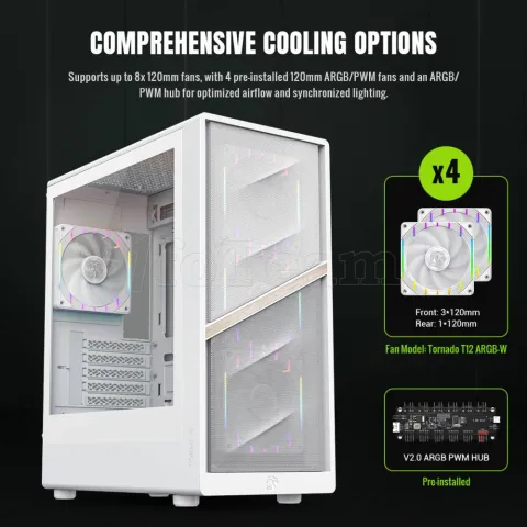 Photo de Boitier Mini Tour Micro ATX Gamemax Aeris 330 ARGB avec panneau vitré (Blanc