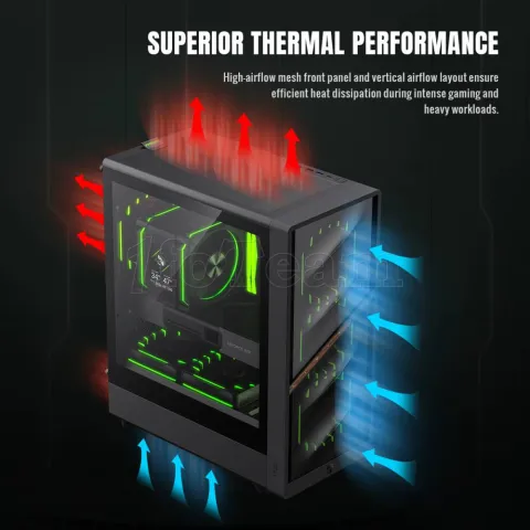 Photo de Boitier Mini Tour Micro ATX Gamemax Aeris 330 Mesh RGB avec panneau vitré (Noir)