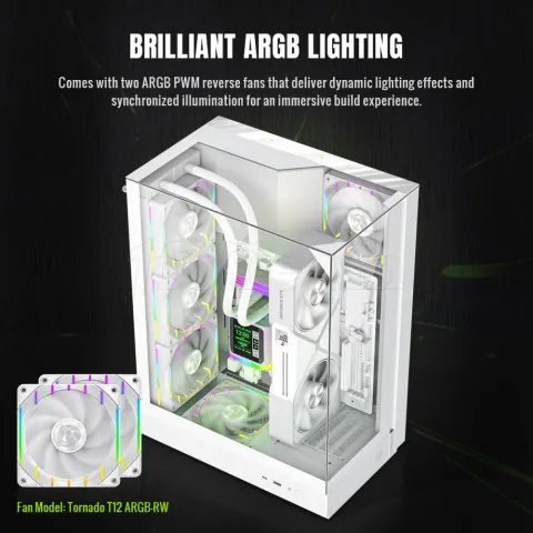 Photo de Boitier Mini Tour Micro ATX Gamemax T20 RGB avec panneaux vitrés (Blanc)