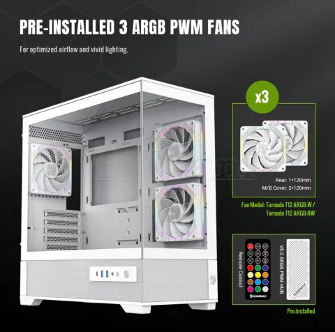 Photo de Boitier Mini Tour Micro ATX Gamemax Vista 2 RGB  avec panneaux vitrés (Blanc)