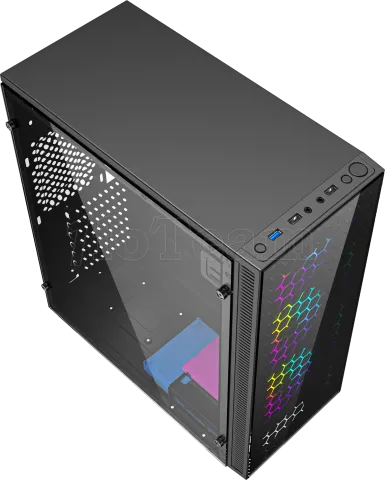 Photo de Boitier Mini Tour Micro ATX Gembird Fornac 200 RGB avec panneaux vitrés (Noir)