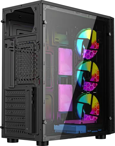 Photo de Boitier Mini Tour Micro ATX Gembird Fornac 200 RGB avec panneaux vitrés (Noir)