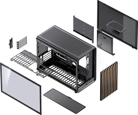 Photo de Boitier Mini Tour Micro ATX Jonsbo D33 Wood avec panneau vitré (Noir)