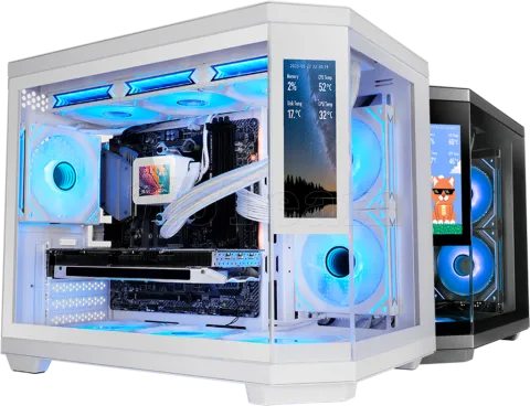 Photo de Boitier Mini Tour Micro ATX Mars Gaming MC-3T Core LCD M avec panneaux vitrés (Blanc)