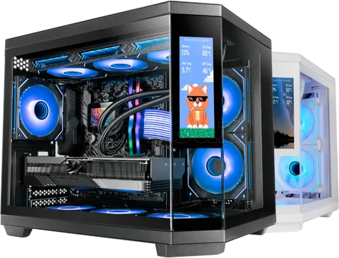 Photo de Boitier Mini Tour Micro ATX Mars Gaming MC-3T Core LCD M avec panneaux vitrés (Noir)