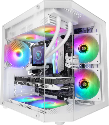 Photo de Boitier Mini Tour Micro ATX Mars Gaming MC-3T Lite RGB avec panneaux vitrés (Blanc)