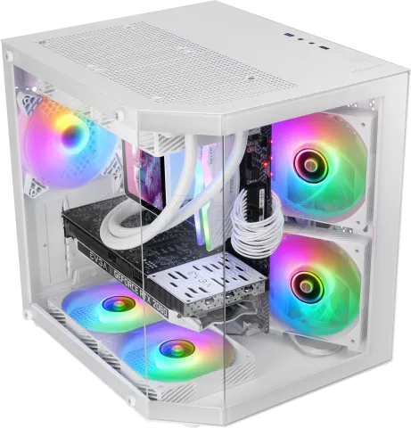 Photo de Boitier Mini Tour Micro ATX Mars Gaming MC-3T Lite RGB avec panneaux vitrés (Blanc)