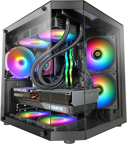 Photo de Boitier Mini Tour Micro ATX Mars Gaming MC-3T Lite RGB avec panneaux vitrés (Noir)