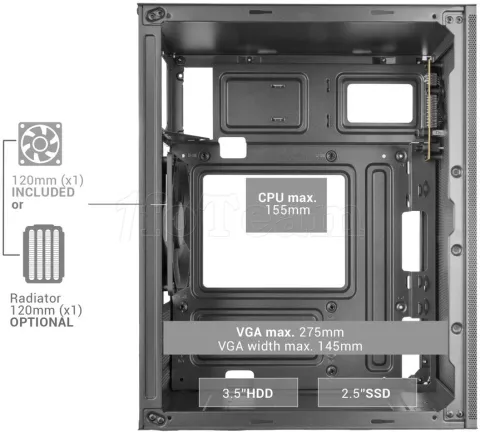 Photo de Boitier Mini Tour Micro ATX Mars Gaming MC-MESHPRO (Noir)
