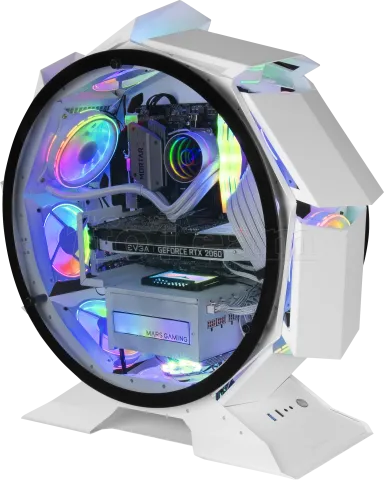 Photo de Boitier Mini Tour Micro ATX Mars Gaming MC-Orb avec panneaux vitrés (Blanc)