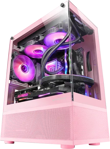 Photo de Boitier Mini Tour Micro ATX Mars Gaming MC-SE avec panneaux vitrés (Rose)