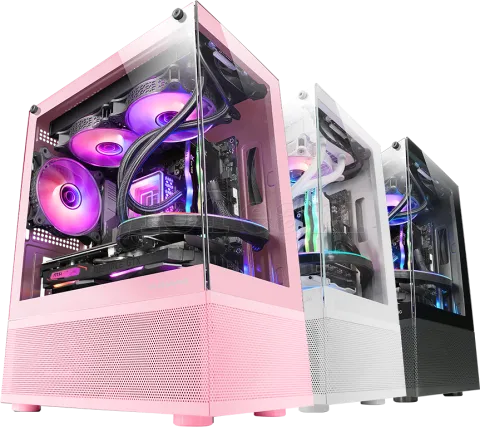 Photo de Boitier Mini Tour Micro ATX Mars Gaming MC-SE avec panneaux vitrés (Rose)