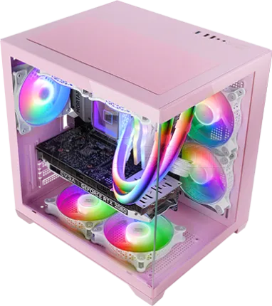 Photo de Boitier Mini Tour Micro ATX Mars Gaming MC-View avec panneaux vitrés (Rose)