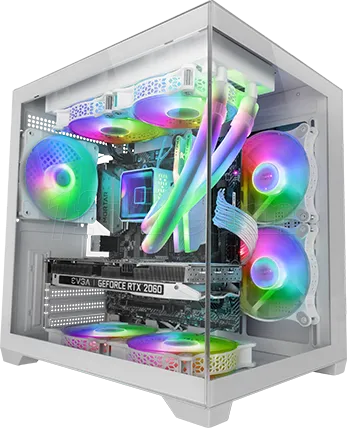 Photo de Boitier Mini Tour Micro ATX Mars Gaming MC-View2 avec panneaux vitrés (Blanc)